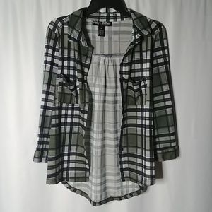 Poly & Esther Women Long Sleeve Plaid Shirt